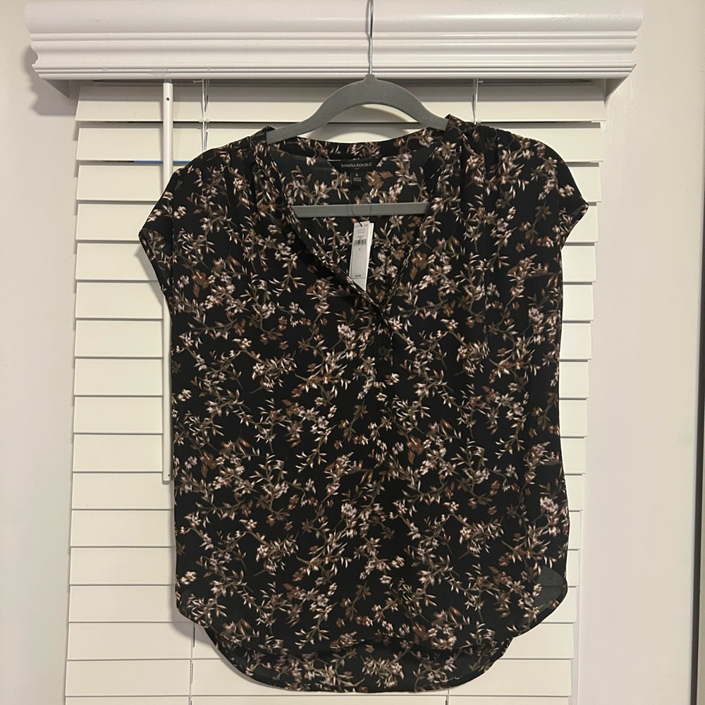 Banana Republic Black Floral Blouse